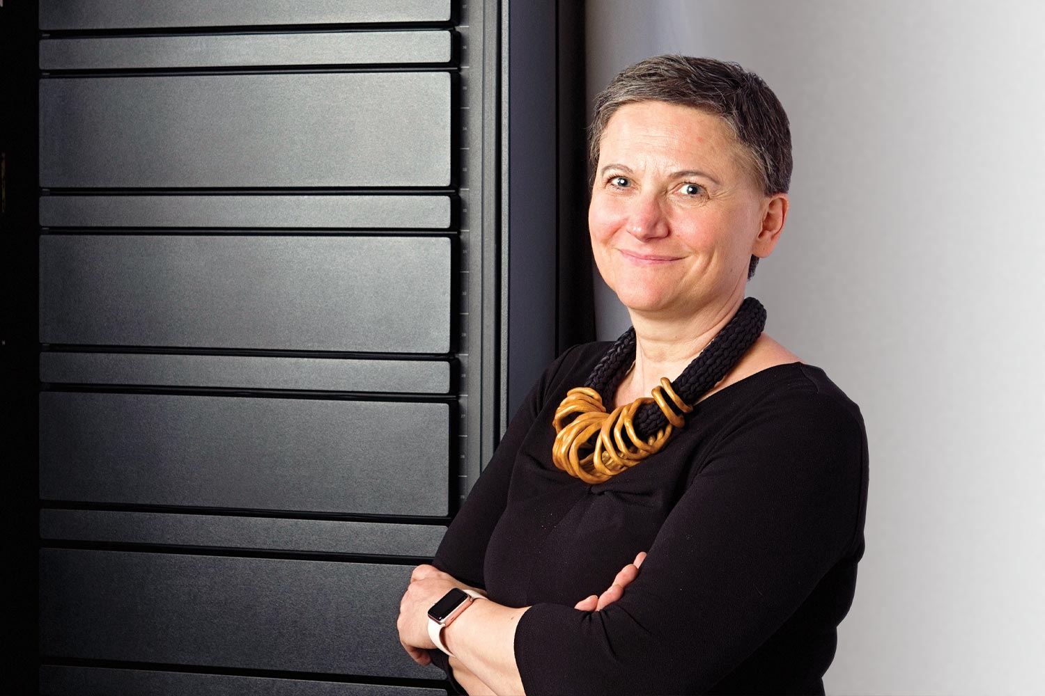 Michela Taufer with IBM supercomputer